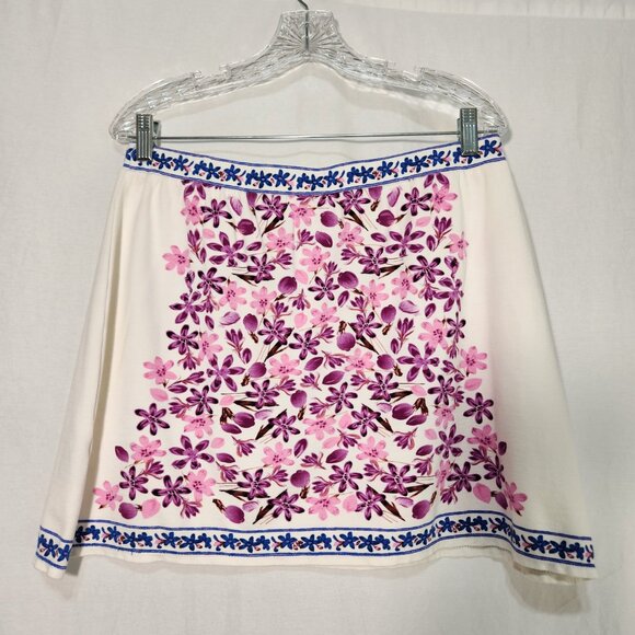 SOPHIE MAX Romantic Ivory Floral Stretchy Pull-On Mini Skirt Size L LIKE NEW! - Picture 3 of 16